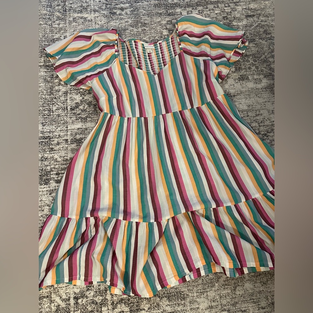Ava @ Viv striped dress 1X 🩷💚🩵💛